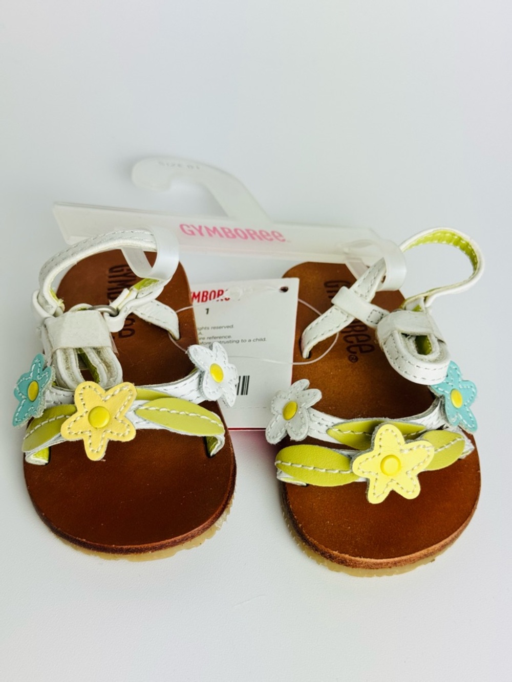Gymboree White & Yellow Flower Baby Sandals Size 1 Vintage